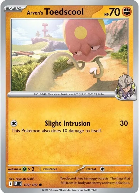 Arven's Toedscool #109/182 Reverse Holofoil Pokémon card from Destined Rivals