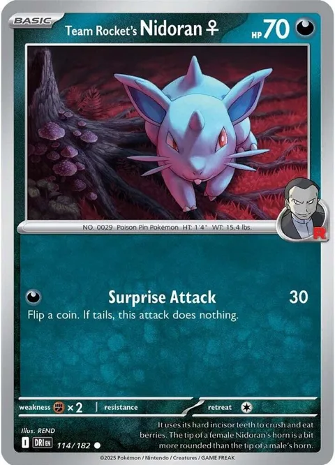 Team Rocket's Nidoran F #114/182 Pokémon card from Destined Rivals
