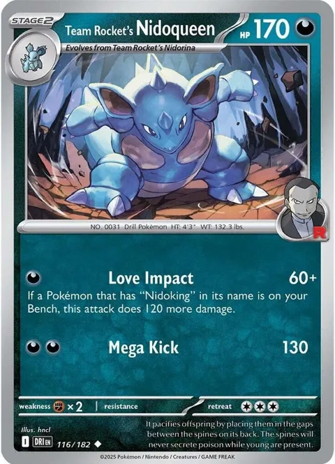 Team Rocket's Nidoqueen #116/182 Pokémon card from Destined Rivals
