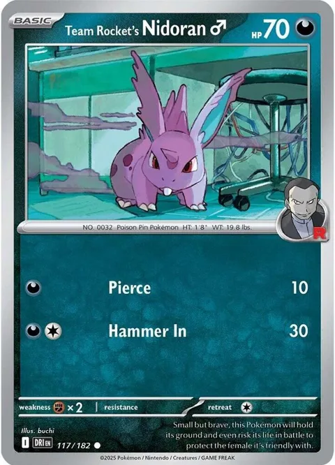 Team Rocket's Nidoran M #117/182 Pokémon card from Destined Rivals