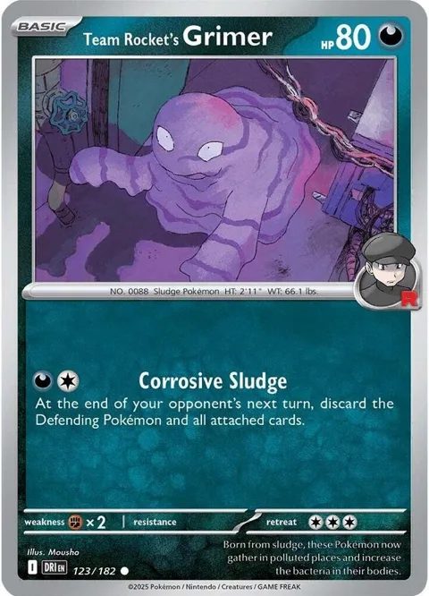 Team Rocket's Grimer #123/182 Reverse Holofoil Pokémon card from Destined Rivals