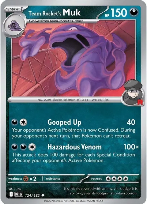 Team Rocket's Muk #124/182 Reverse Holofoil Pokémon card from Destined Rivals