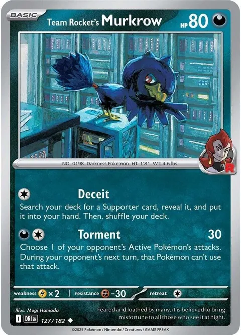 Team Rocket's Murkrow #127/182 Pokémon card from Destined Rivals
