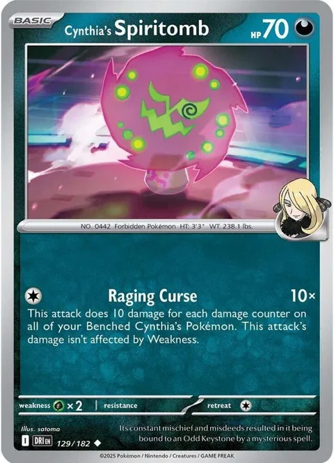 Cynthia's Spiritomb #129/182 Reverse Holofoil Pokémon card from Destined Rivals