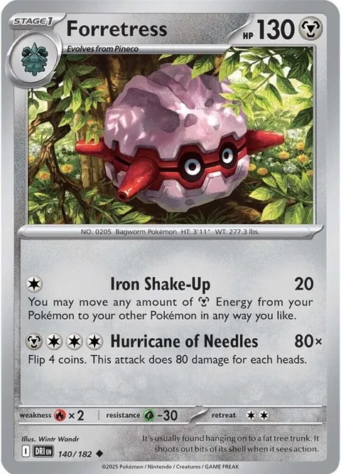 Forretress #140/182 Reverse Holofoil Pokémon card from Destined Rivals