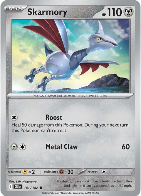 Skarmory #141/182 Reverse Holofoil Pokémon card from Destined Rivals