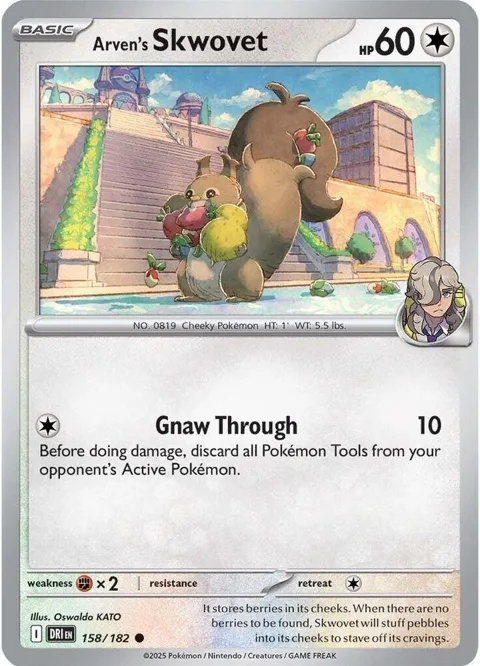 Arven's Skwovet #158/182 Pokémon card from Destined Rivals
