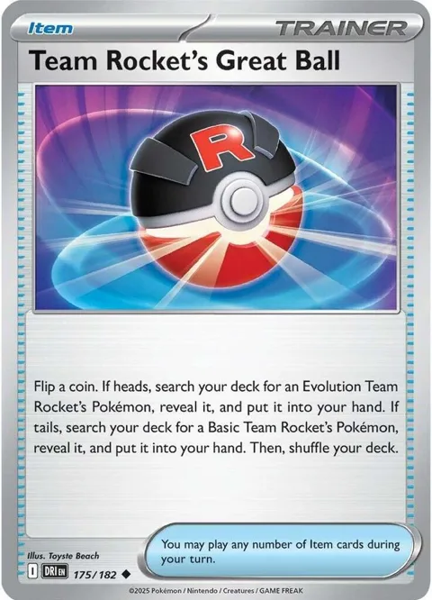 Team Rocket's Great Ball #175/182 Pokémon card from Destined Rivals