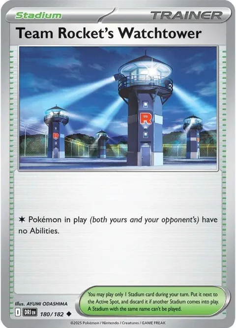 Team Rocket's Watchtower #180/182 Reverse Holofoil Pokémon card from Destined Rivals