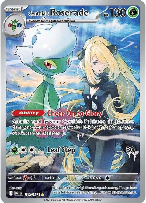 Cynthia's Roserade #184/182 Holofoil Pokémon card from Destined Rivals