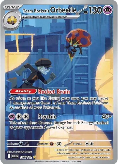 Team Rocket's Orbeetle #198/182 Holofoil Pokémon card from Destined Rivals