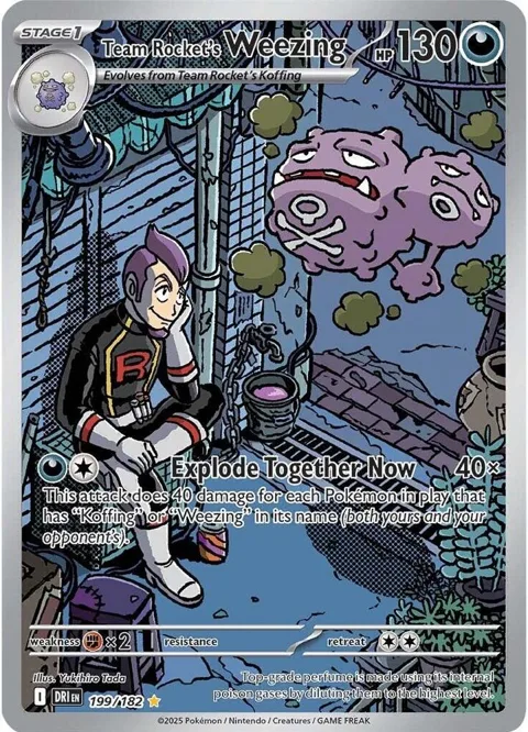 Team Rocket's Weezing #199/182 Holofoil Pokémon card from Destined Rivals