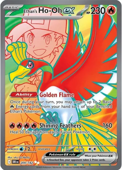 Ethan's Ho-Oh ex #209/182 Holofoil Pokémon card from Destined Rivals