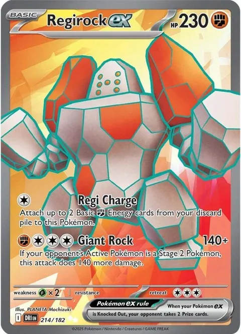 Regirock ex #214/182 Holofoil Pokémon card from Destined Rivals