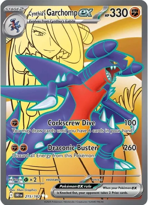 Cynthia's Garchomp ex #215/182 Holofoil Pokémon card from Destined Rivals