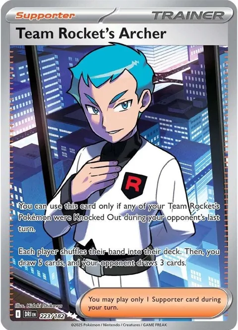 Team Rocket's Archer #223/182 Holofoil Pokémon card from Destined Rivals