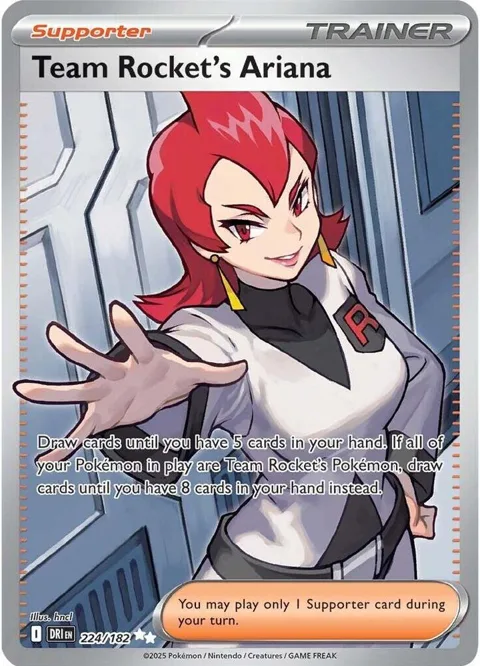 Team Rocket's Ariana #224/182 Holofoil Pokémon card from Destined Rivals
