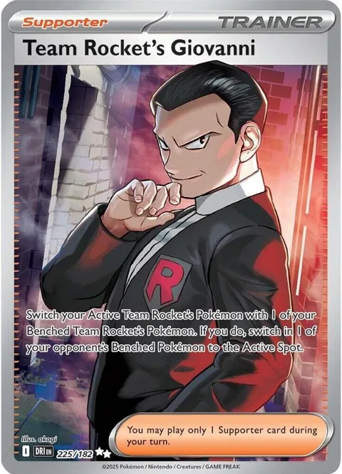 Team Rocket's Giovanni #225/182 Holofoil Pokémon card from Destined Rivals