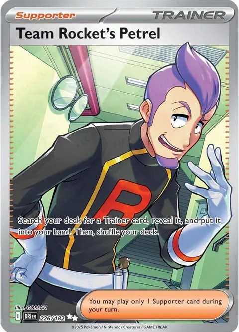 Team Rocket's Petrel #226/182 Holofoil Pokémon card from Destined Rivals