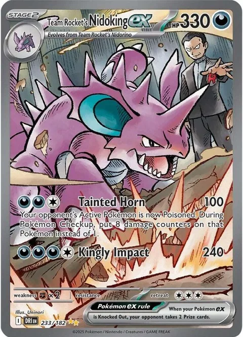 Team Rocket's Nidoking ex #233/182 Holofoil Pokémon card from Destined Rivals