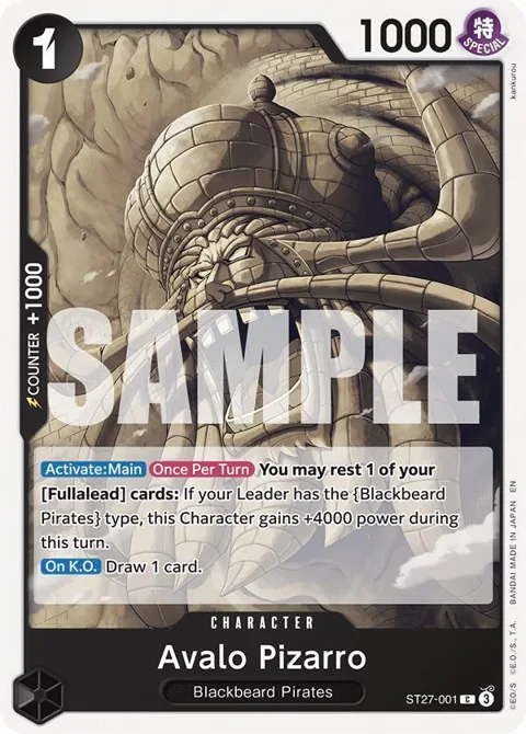 Avalo Pizarro ST27-001 One Piece card from Starter Deck 27: BLACK Marshall.D.Teach