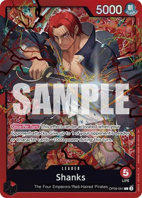 Shanks Reprint OP09-001 One Piece card from Starter Deck 23: RED Shanks