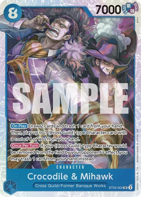 Crocodile & Mihawk ST25-003 One Piece card from Starter Deck 25: BLUE Buggy