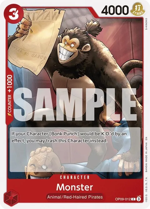 Monster Reprint OP09-012 One Piece card from Starter Deck 23: RED Shanks