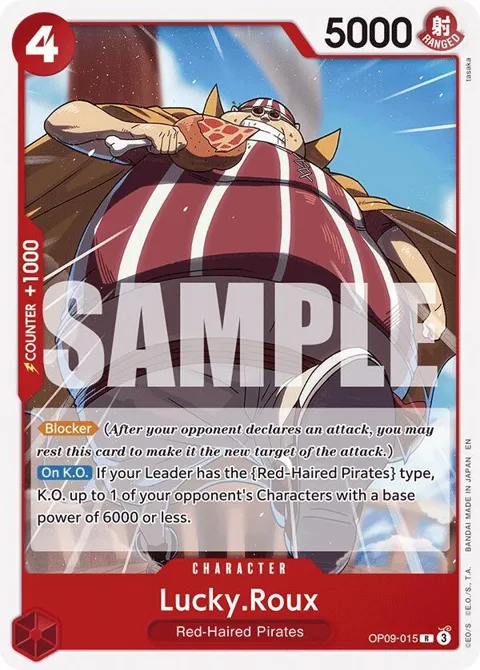 Lucky.Roux Reprint OP09-015 One Piece card from Starter Deck 23: RED Shanks