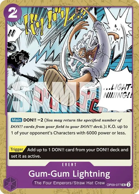 Gum-Gum Lightning Reprint OP09-077 One Piece card from Starter Deck 26: PURPLE/BLACK Monkey.D.Luffy