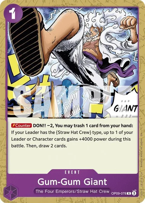 Gum-Gum Giant Reprint OP09-078 One Piece card from Starter Deck 26: PURPLE/BLACK Monkey.D.Luffy
