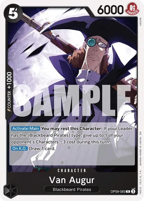 Van Augur Reprint OP09-083 One Piece card from Starter Deck 27: BLACK Marshall.D.Teach