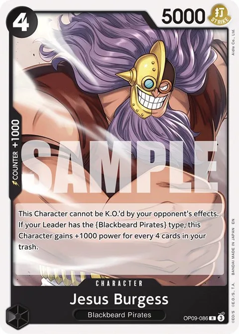 Jesus Burgess Reprint OP09-086 One Piece card from Starter Deck 27: BLACK Marshall.D.Teach