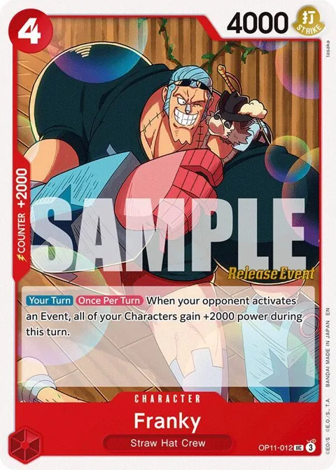 Franky OP11-012 Pre-Release One Piece card from A Fist of Divine Speed Release Event Cards