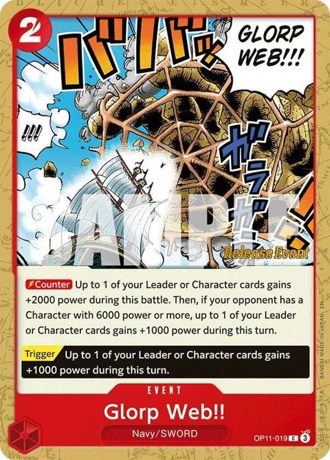 Glorp Web!! OP11-019 Pre-Release One Piece card from A Fist of Divine Speed Release Event Cards