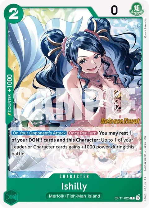 Ishilly OP11-025 Pre-Release One Piece card from A Fist of Divine Speed Release Event Cards