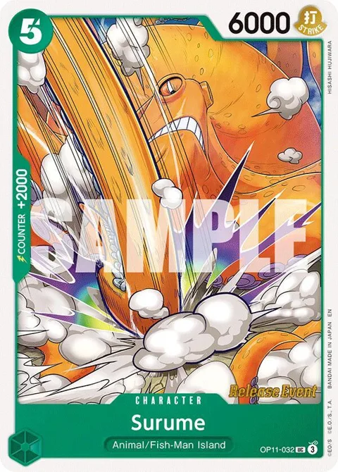 Surume OP11-032 Pre-Release One Piece card from A Fist of Divine Speed Release Event Cards