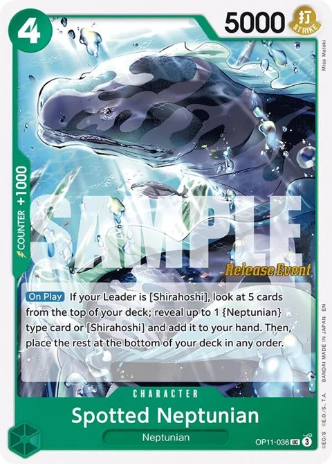 Spotted Neptunian OP11-036 Pre-Release One Piece card from A Fist of Divine Speed Release Event Cards