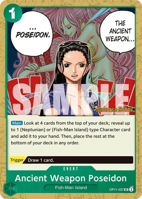 Ancient Weapon Poseidon OP11-037 Pre-Release One Piece card from A Fist of Divine Speed Release Event Cards