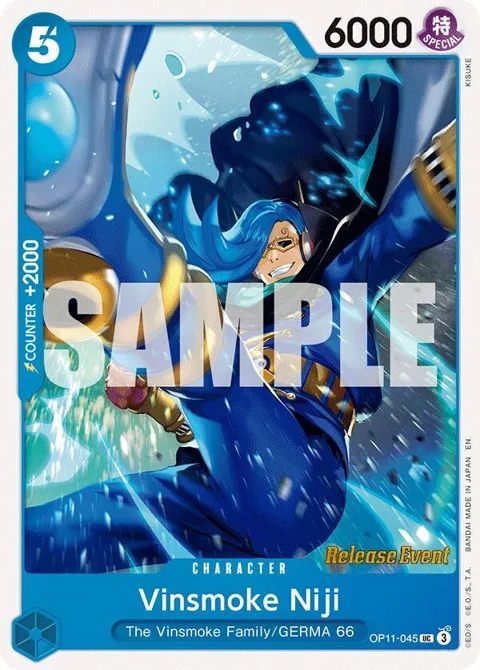 Vinsmoke Niji OP11-045 Pre-Release One Piece card from A Fist of Divine Speed Release Event Cards