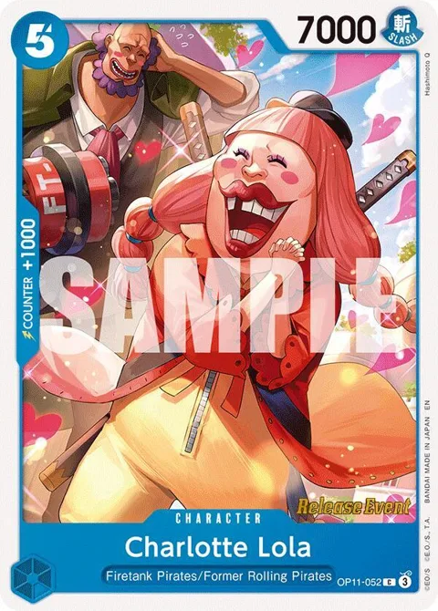 Charlotte Lola OP11-052 Pre-Release One Piece card from A Fist of Divine Speed Release Event Cards
