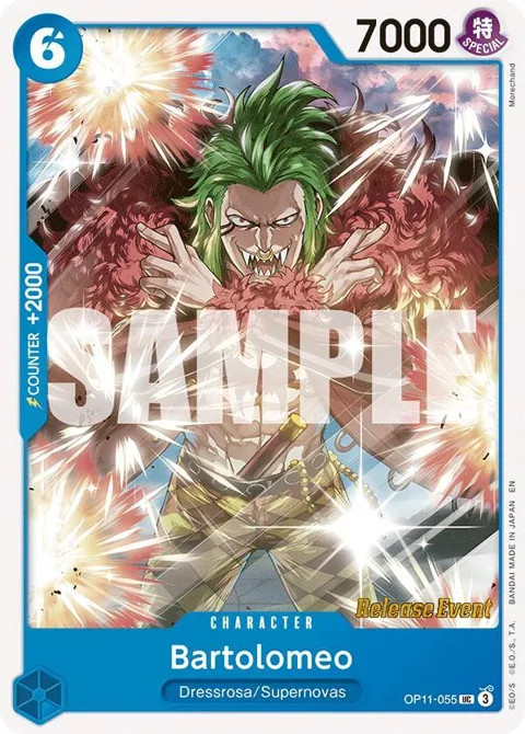 Bartolomeo OP11-055 Pre-Release One Piece card from A Fist of Divine Speed Release Event Cards