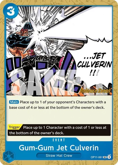 Gum-Gum Jet Culverin OP11-061 Pre-Release One Piece card from A Fist of Divine Speed Release Event Cards