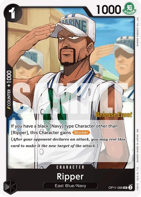 Ripper OP11-096 Pre-Release One Piece card from A Fist of Divine Speed Release Event Cards