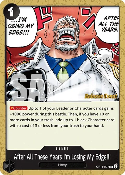 After All These Years I'm Losing My Edge!!! OP11-097 Pre-Release One Piece card from A Fist of Divine Speed Release Event Cards