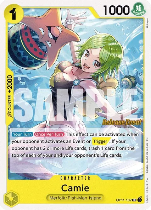 Camie OP11-102 Pre-Release One Piece card from A Fist of Divine Speed Release Event Cards