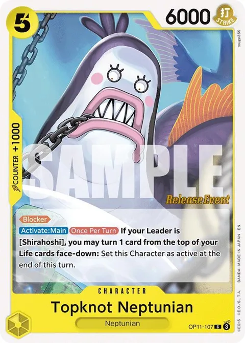 Topknot Neptunian OP11-107 Pre-Release One Piece card from A Fist of Divine Speed Release Event Cards