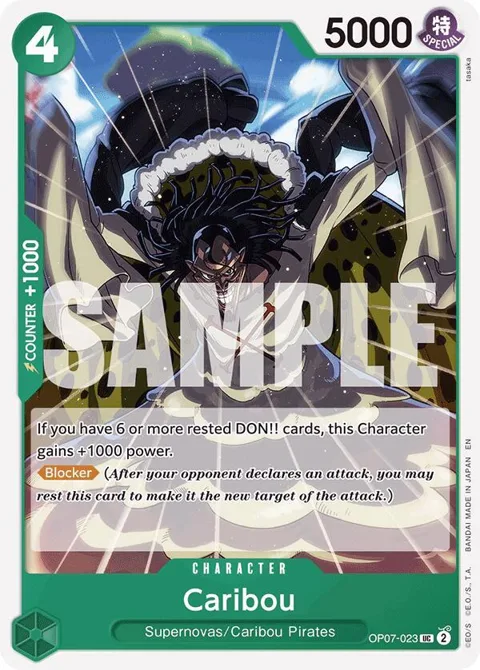 Caribou Reprint OP07-023 One Piece card from Starter Deck 24: GREEN Jewelry Bonney