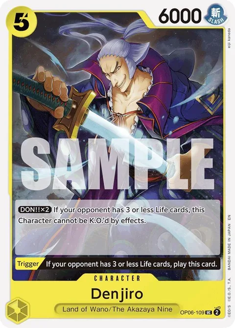 Denjiro Reprint OP06-109 One Piece card from Starter Deck 28: GREEN/YELLOW Yamato