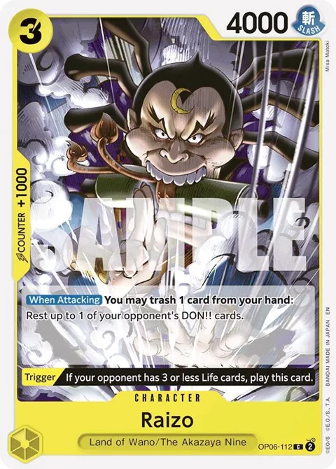 Raizo Reprint OP06-112 One Piece card from Starter Deck 28: GREEN/YELLOW Yamato